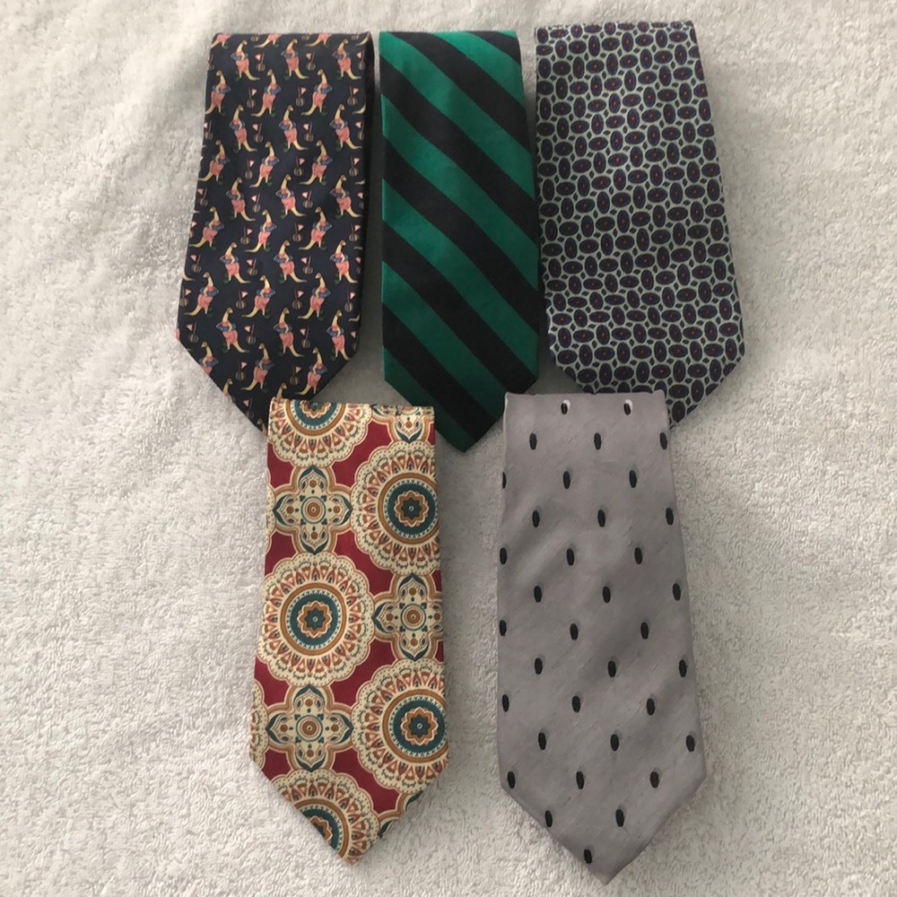 Men’s Designer Neck Ties Lot of 5 Canali Polo Brooks Brothers JosABanks 6